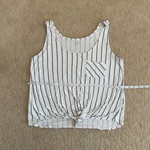 LOFT White Striped Tank Top with Knot